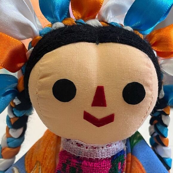 Handmade Mexican Rag Doll Folk Art 6” T X 5” W - Picture 2 of 3